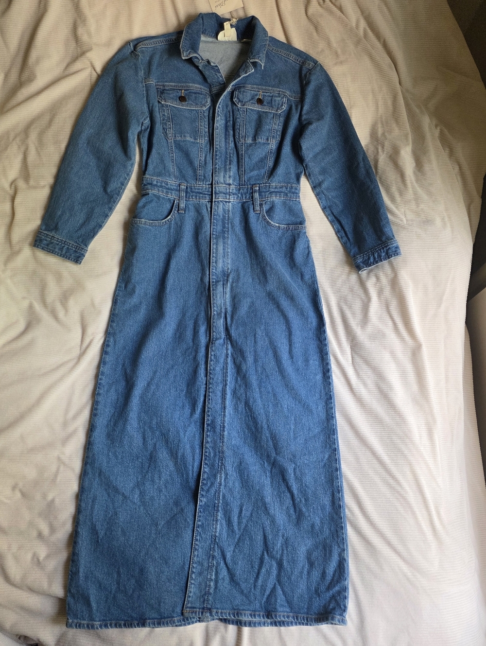 Universal Thread Women's Long Sleeve Denim Maxi Shirtdress Medium Blue Nwt - Picture 3 of 16